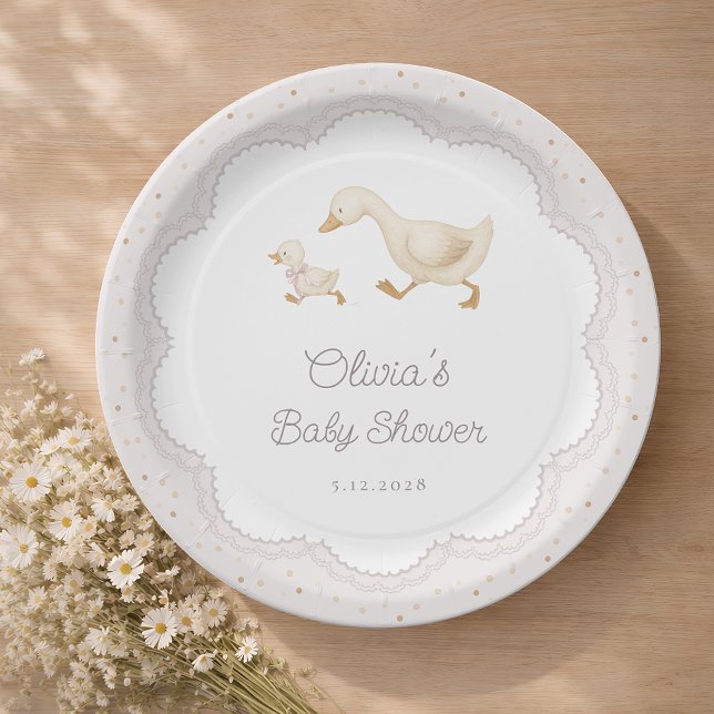 Plato De Papel Goose Nursery Duck Gender Neutral Baby Shower (Subido por el creador)