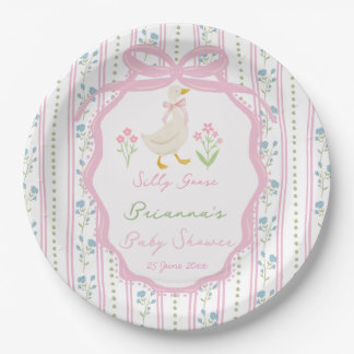 Plato De Papel Goose nursery rhymes pink girls baby shower custom