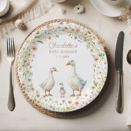 Plato De Papel Goose Wildflower Boho Baby Shower