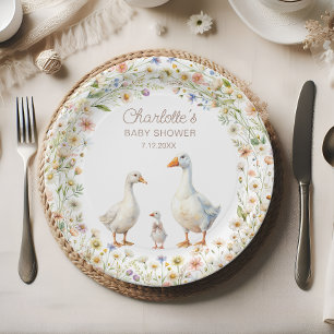 Plato De Papel Goose Wildflower Boho Baby Shower