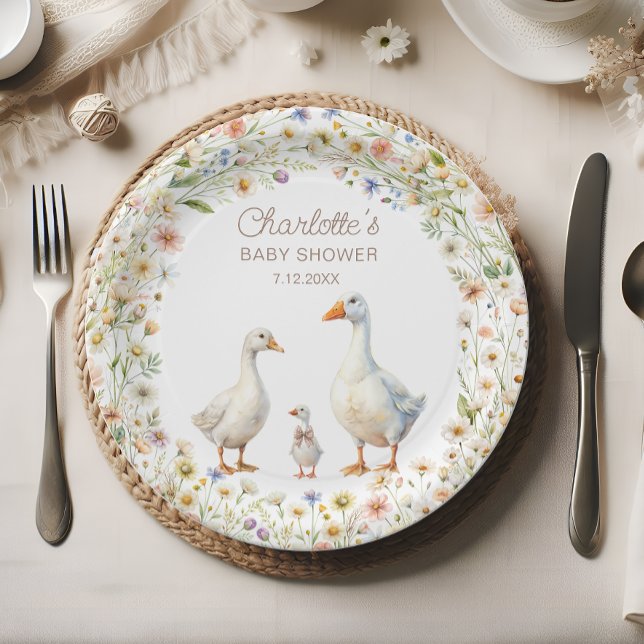 Plato De Papel Goose Wildflower Boho Baby Shower (Subido por el creador)