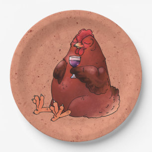 Plato De Papel Gordo rojo con vino