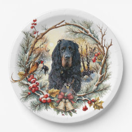 Plato De Papel Gordon Setter Alegría de Navidad – Arte Canino Est