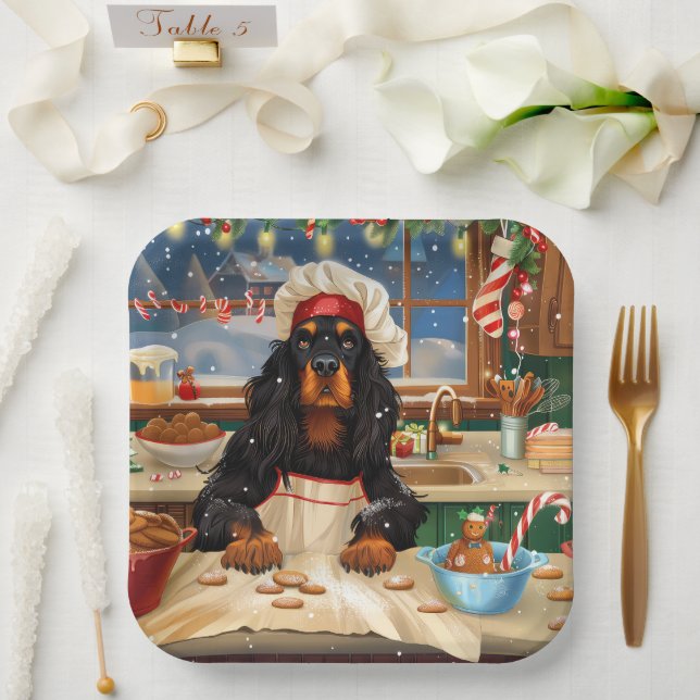 Plato De Papel Gordon Setter Holiday Baking: Navidades festivos (Boda)