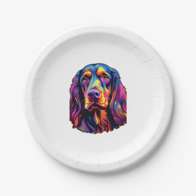 Plato De Papel Gordon Setter Neon Design (Anverso)