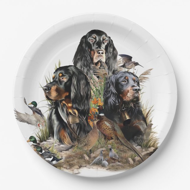 Plato De Papel Gordon Setters , Pasión por las Aves , Arte (Anverso)