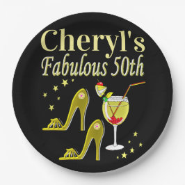 PLATO DE PAPEL GORGEOUS GOLD 50TH BIRTHDAY DISEÑN