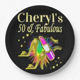 PLATO DE PAPEL GORGEOUS GOLD PERSONALIZADO DE 50 AÑOS