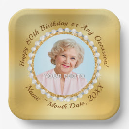 Plato De Papel Gorgoous, FOTO, 80th Birthday Party Plates,