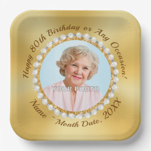 Plato De Papel Gorgoous, FOTO, 80th Birthday Party Plates,