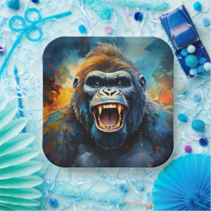 Plato De Papel Gorila sonriente
