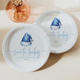 Plato De Papel Gorra azul de Santa Bebé Navidades Holiday Baby Sh