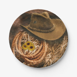 Plato De Papel Gorra Cowboy
