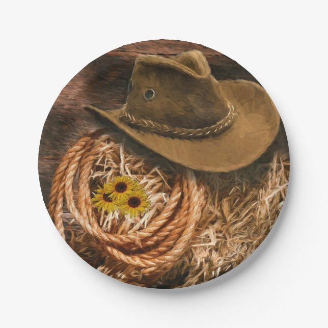 Plato De Papel Gorra Cowboy (Anverso)