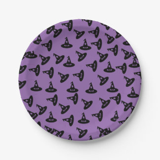 Plato De Papel Gorra de brujas Black Confetti