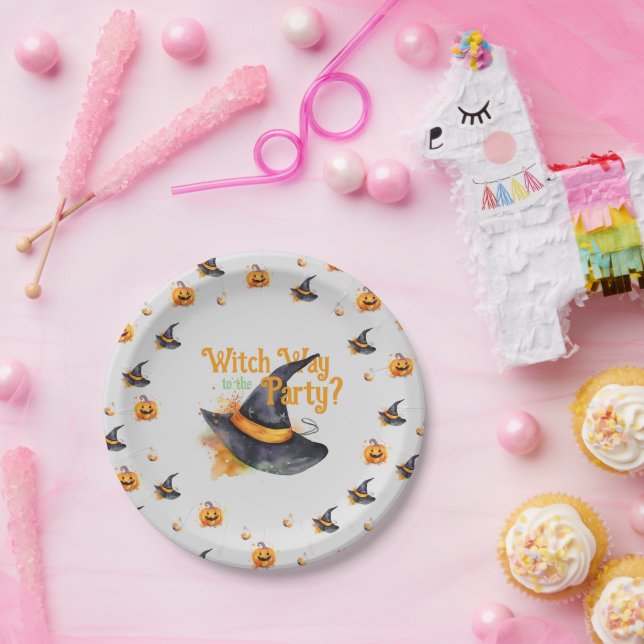 Plato De Papel Gorra de brujas Halloween (Fiesta)