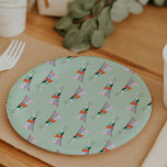 Plato De Papel Gorra de Fiesta verde de la Fábrica de la Moneda<br><div class="desc">Celebre el cumpleaños de su hijo con los platos de fiesta de estos niños con un patrón de adorables ilustraciones gorras fiestas en un fondo verde menta para un tema de bosques.</div>
