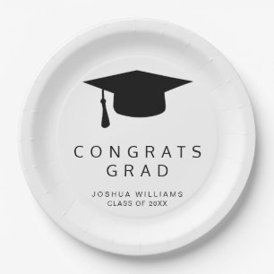 Plato De Papel Gorra de graduación de los Congrats minimalistas e