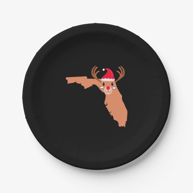 Plato De Papel GORRA de Navidades de FLORIDA Antler Red Nose Rein (Anverso)
