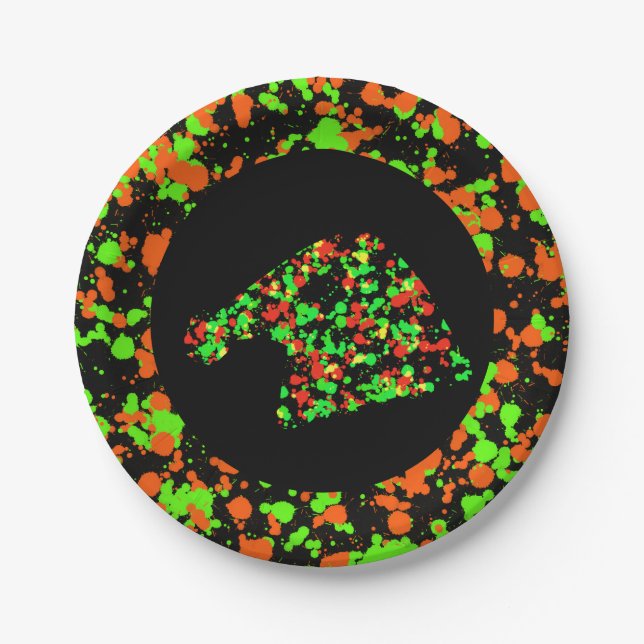 Plato De Papel Gorra de Santa Roja Verde Salpicada de Pintura  (Anverso)