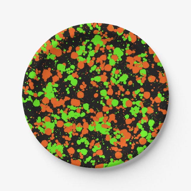 Plato De Papel Gorra de Santa roja y verde con pintura salpicada (Anverso)