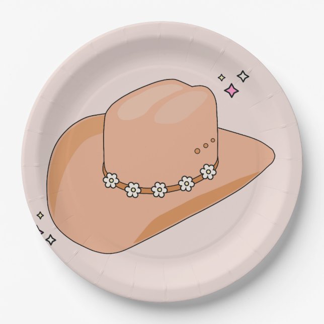 Plato De Papel Gorra de vaquero Neutral Beige (Anverso)