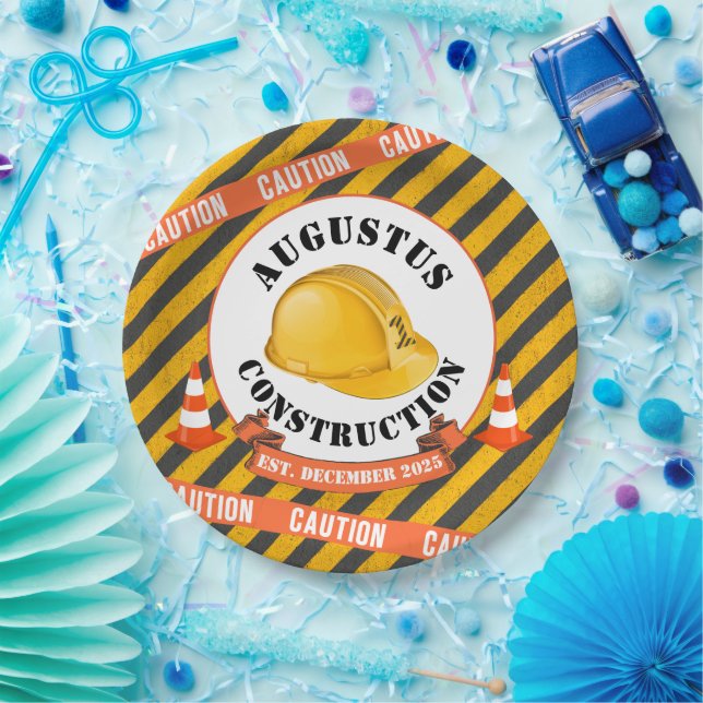 Plato De Papel Gorra duro de construcción|Nacimiento negro y amar (Fiesta)