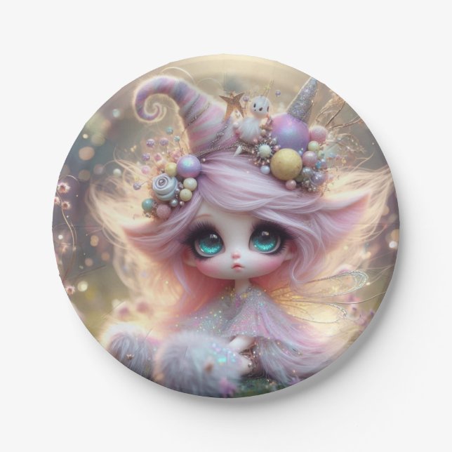 Plato De Papel Gorra Fancy Hair Cute (Anverso)