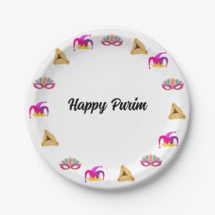 Plato De Papel Gorra Purim Masquerade y placa de papel Hamentashe