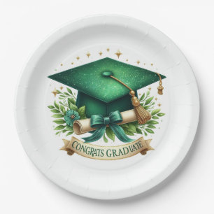 Plato De Papel Gorra y diploma de graduación
