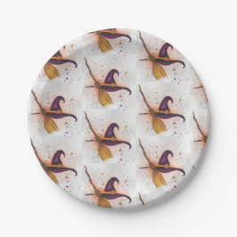 Plato De Papel Gorra y habitación de la bruja de Halloween