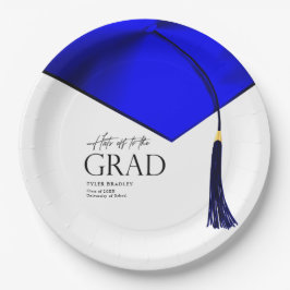 Plato De Papel Gorras A Graduación De Hombres De Oro Y Azul