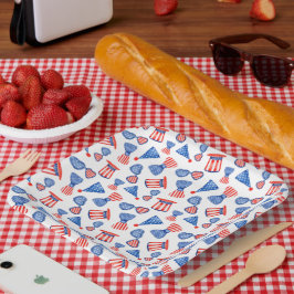 PLATO DE PAPEL GORRAS AZULES ROJOS PATRIOTAS ROJOS VINCULAN VÍNCU
