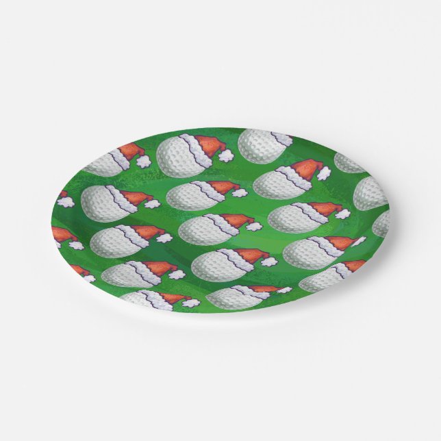 Plato De Papel Gorras de Navidades de bolas de golf en verde (Angular)