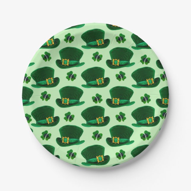 Plato De Papel Gorras de Shamrock y Leprechaun (Anverso)