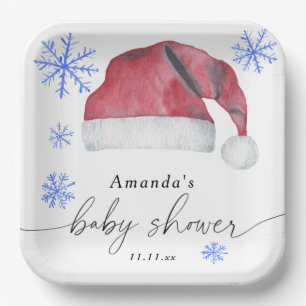 Plato De Papel Gorro de Santa - baby shower