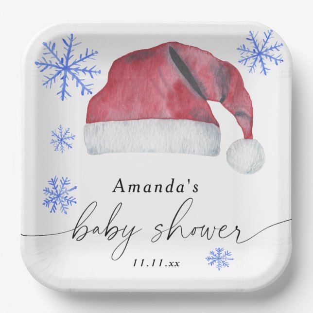 Plato De Papel Gorro de Santa - baby shower  (Anverso)