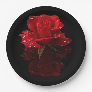 PLATO DE PAPEL GOTAS DE AGUA EN ROSA