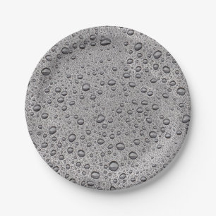 Plato De Papel Gotas de agua gris