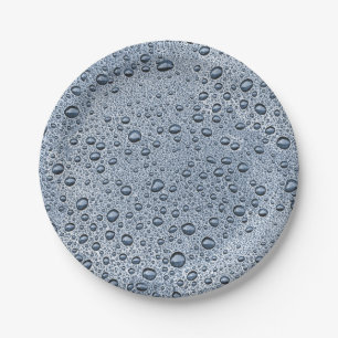 Plato De Papel Gotas de agua gris de cañón