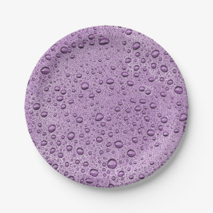 Plato De Papel Gotas de agua morada