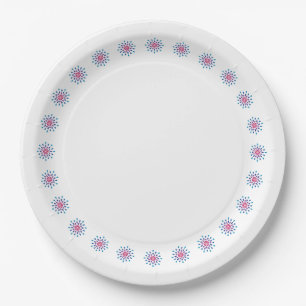 Plato De Papel Gotas de lágrimas azules, púrpuras y rosas