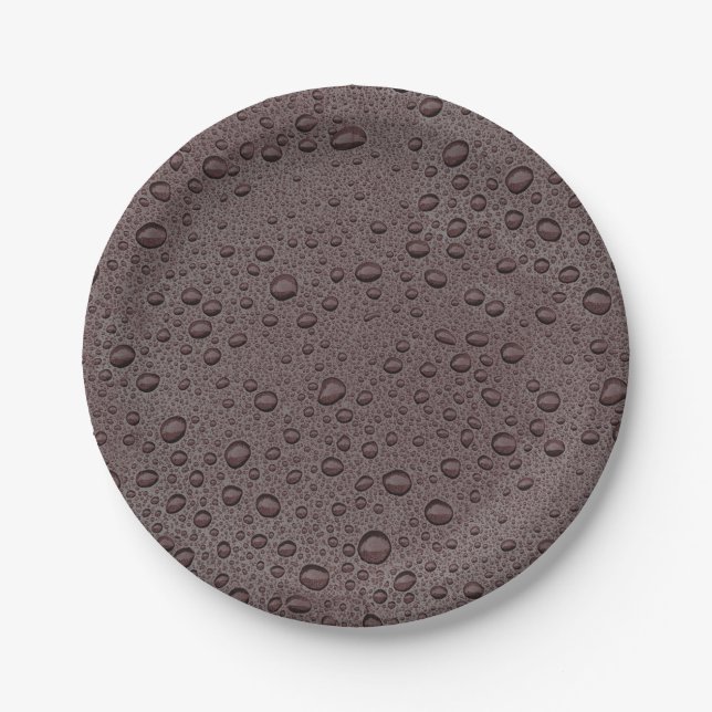Plato De Papel Gotas marrones de agua (Anverso)