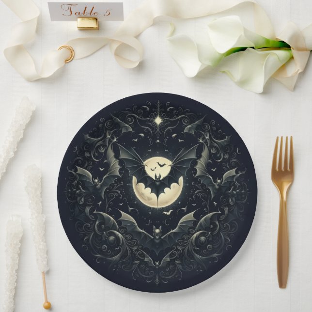 Plato De Papel Gothic Bats (Boda)