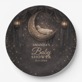 Plato De Papel Gothic Crescent Moon Stars Baby Shower