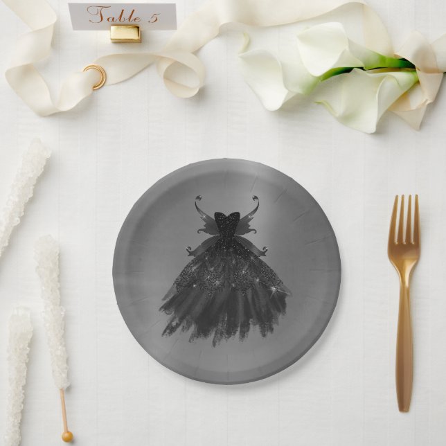 Plato De Papel Gothic Fairy Black Gown | Vampy Glam Gótico Sheen (Boda)