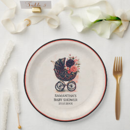 Plato De Papel Gothic Stroller Vintage Halloween Baby Shower 