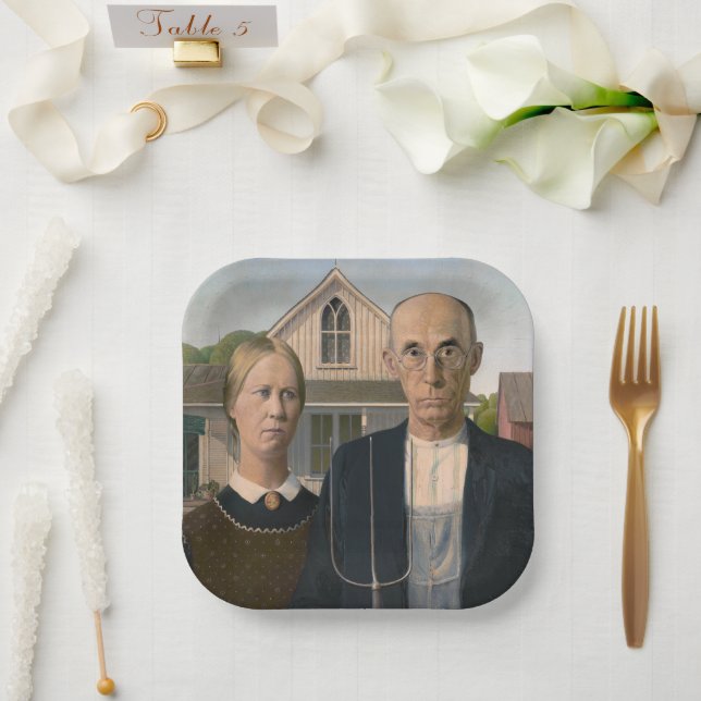 Plato De Papel Gótico Americano: Pobre agricultor rural (Boda)