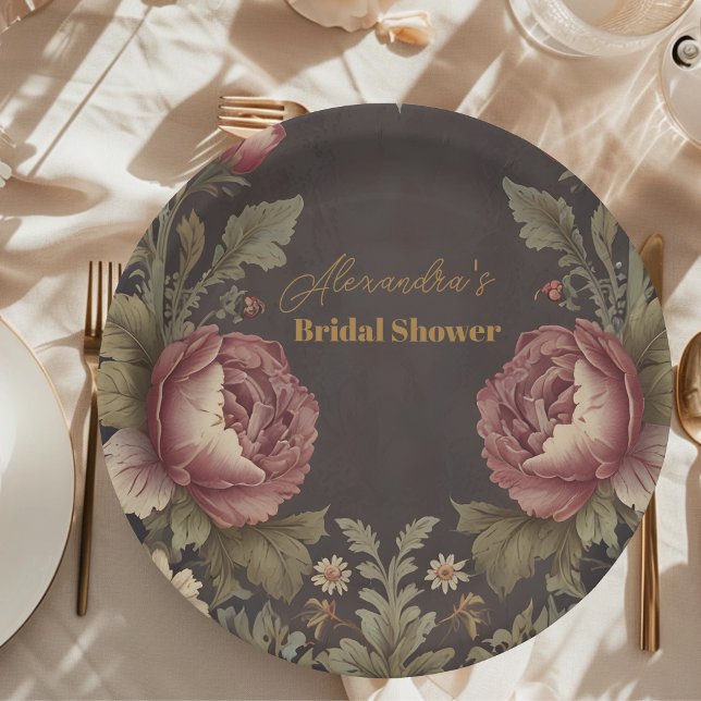 Plato De Papel Gótico Floral Victorian Bridal Shower (Subido por el creador)