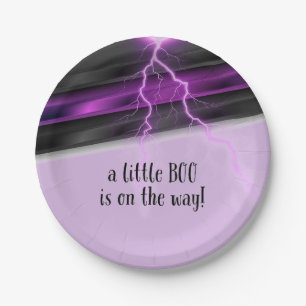 Plato De Papel Gótico Purple Black Halloween Evento Baby Shower